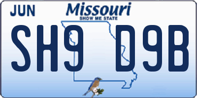 MO license plate SH9D9B