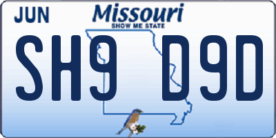 MO license plate SH9D9D