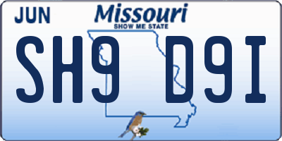MO license plate SH9D9I