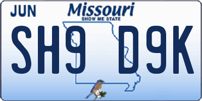 MO license plate SH9D9K