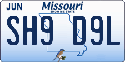 MO license plate SH9D9L