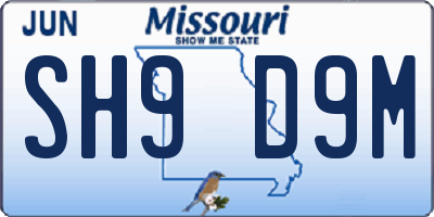 MO license plate SH9D9M