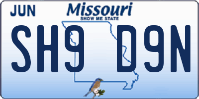 MO license plate SH9D9N