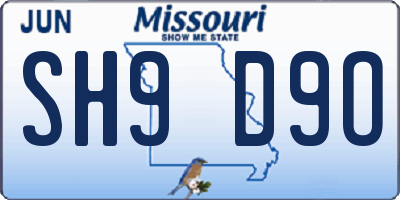 MO license plate SH9D9O