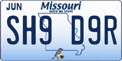 MO license plate SH9D9R