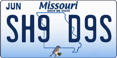 MO license plate SH9D9S