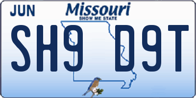 MO license plate SH9D9T