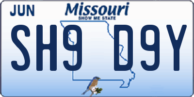 MO license plate SH9D9Y