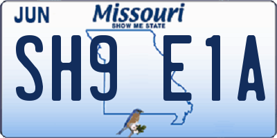 MO license plate SH9E1A