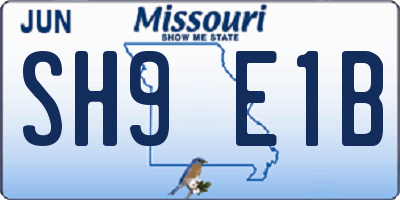 MO license plate SH9E1B