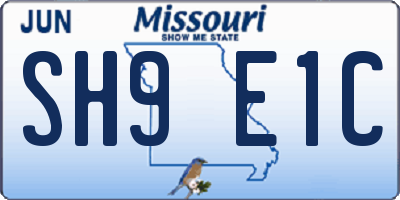 MO license plate SH9E1C