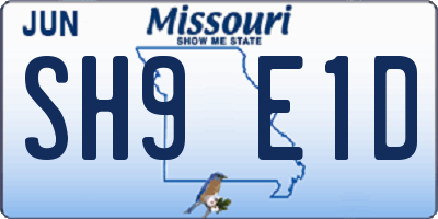 MO license plate SH9E1D