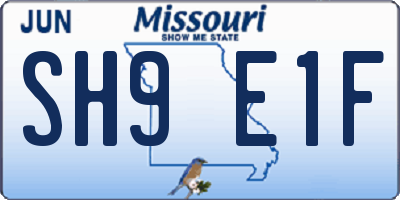 MO license plate SH9E1F
