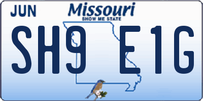 MO license plate SH9E1G