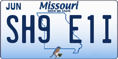 MO license plate SH9E1I