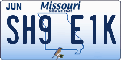 MO license plate SH9E1K