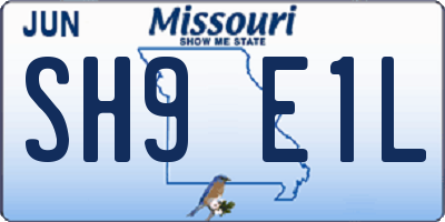 MO license plate SH9E1L
