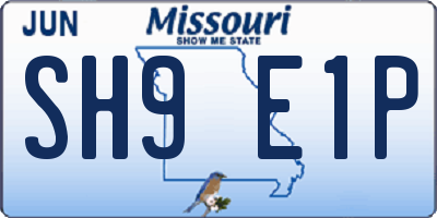 MO license plate SH9E1P