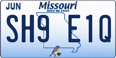 MO license plate SH9E1Q