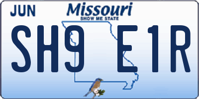 MO license plate SH9E1R