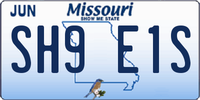 MO license plate SH9E1S
