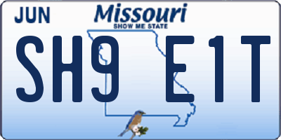 MO license plate SH9E1T