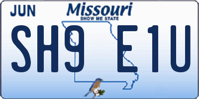 MO license plate SH9E1U