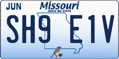 MO license plate SH9E1V