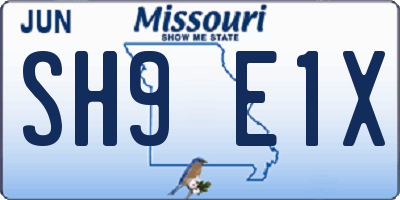 MO license plate SH9E1X
