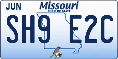 MO license plate SH9E2C
