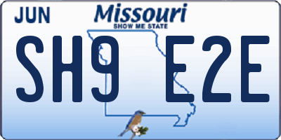 MO license plate SH9E2E