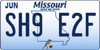 MO license plate SH9E2F