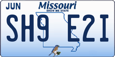 MO license plate SH9E2I