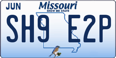 MO license plate SH9E2P