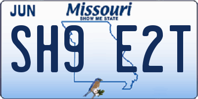 MO license plate SH9E2T