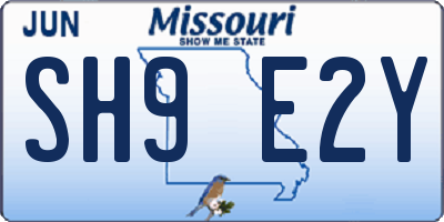 MO license plate SH9E2Y