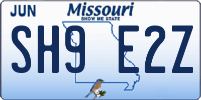 MO license plate SH9E2Z