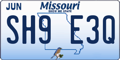 MO license plate SH9E3Q