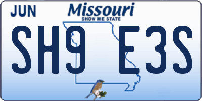 MO license plate SH9E3S