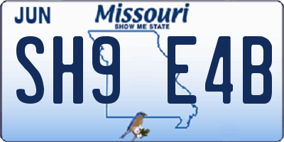 MO license plate SH9E4B