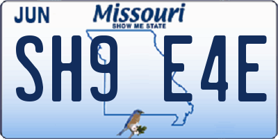 MO license plate SH9E4E