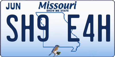 MO license plate SH9E4H