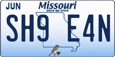 MO license plate SH9E4N