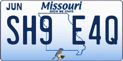 MO license plate SH9E4Q