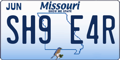 MO license plate SH9E4R