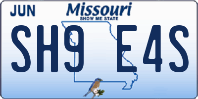 MO license plate SH9E4S