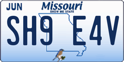 MO license plate SH9E4V