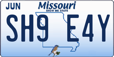 MO license plate SH9E4Y