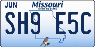MO license plate SH9E5C