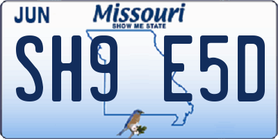MO license plate SH9E5D